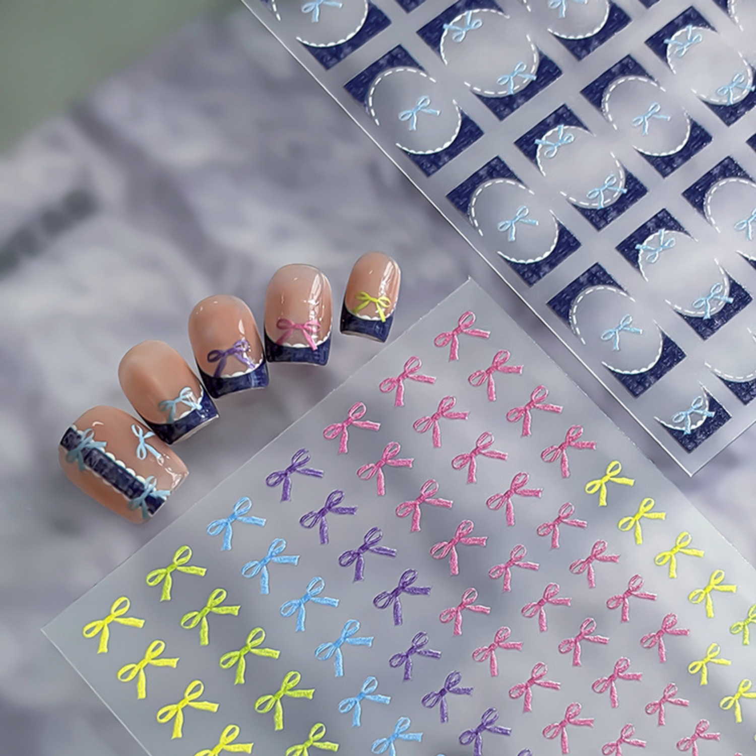 Nail Art Denim - ملصقات فن الأظافر بتصميم الدنيم الأزرق