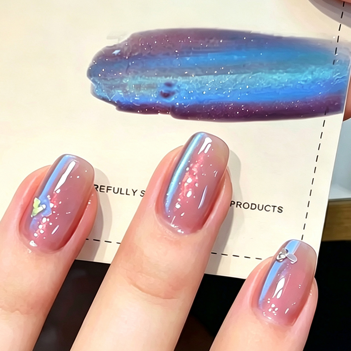 Nail Art Cat Eye Pink - طلاء أظافر جل أورورا كات آي،