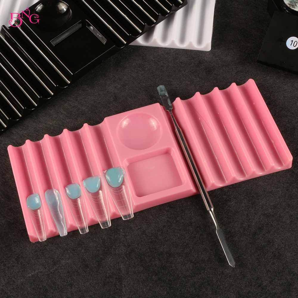 Nail Art Sch - حامل أقلام بلاستيكي مزدوج الشكل من