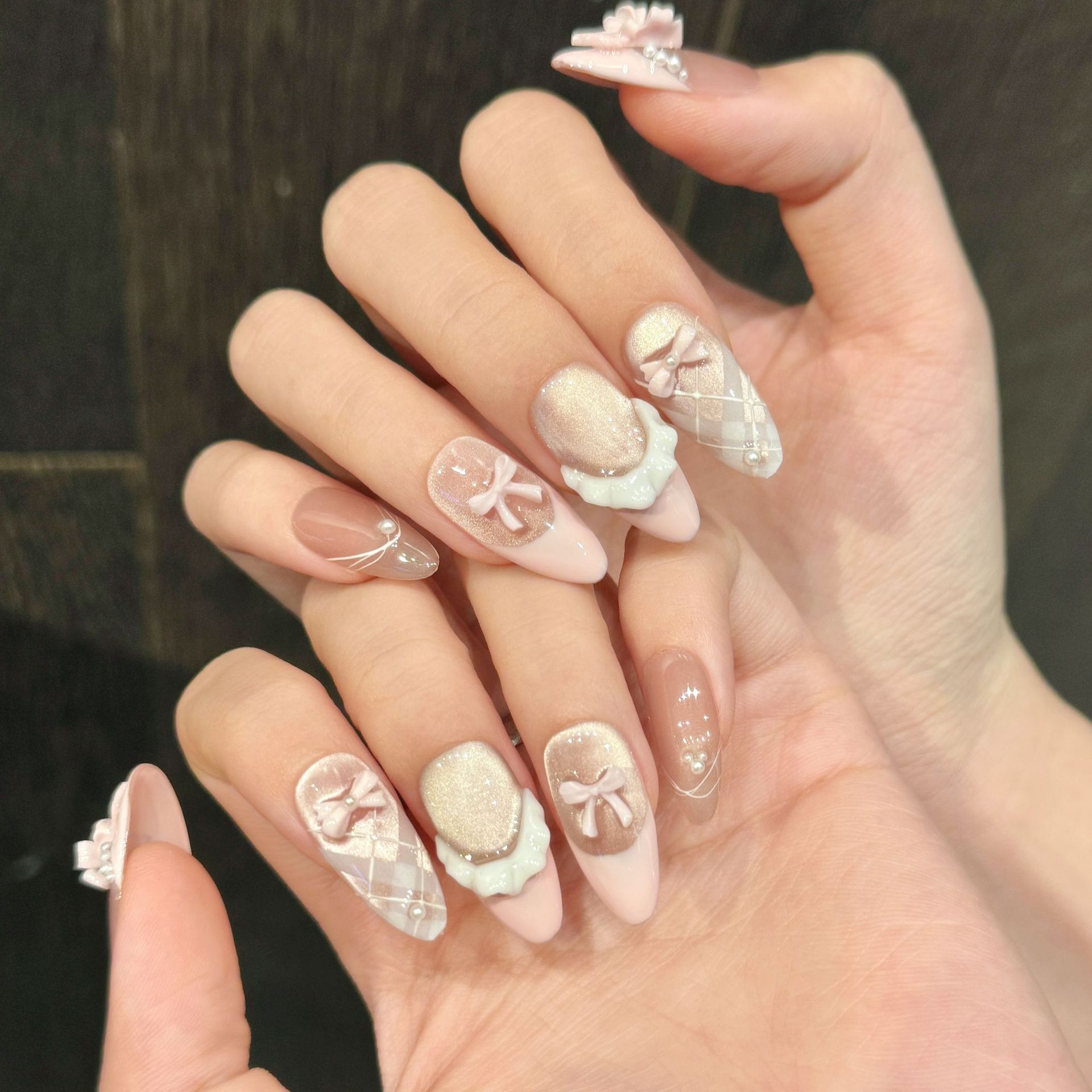 10 قطعة الصحافة اليدوية على ال - مراجعة Nail Art Pink Cat Eye وسعره