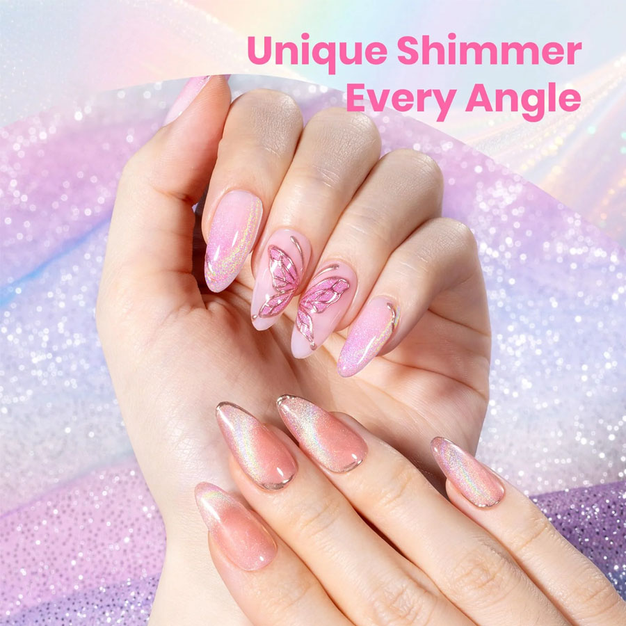 QAZIXU مجموعة طلاء أظافر جل عي - مراجعة Nail Art Cat Eye Pink وسعره