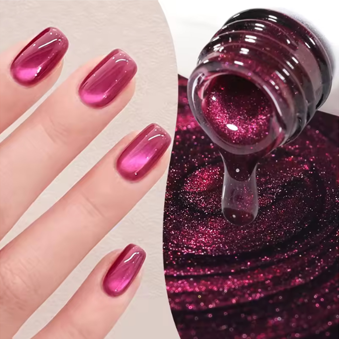 شاكا 1 قطعة طلاء أظافر جل بلون - مراجعة Nail Art Pink Cat Eye وسعره