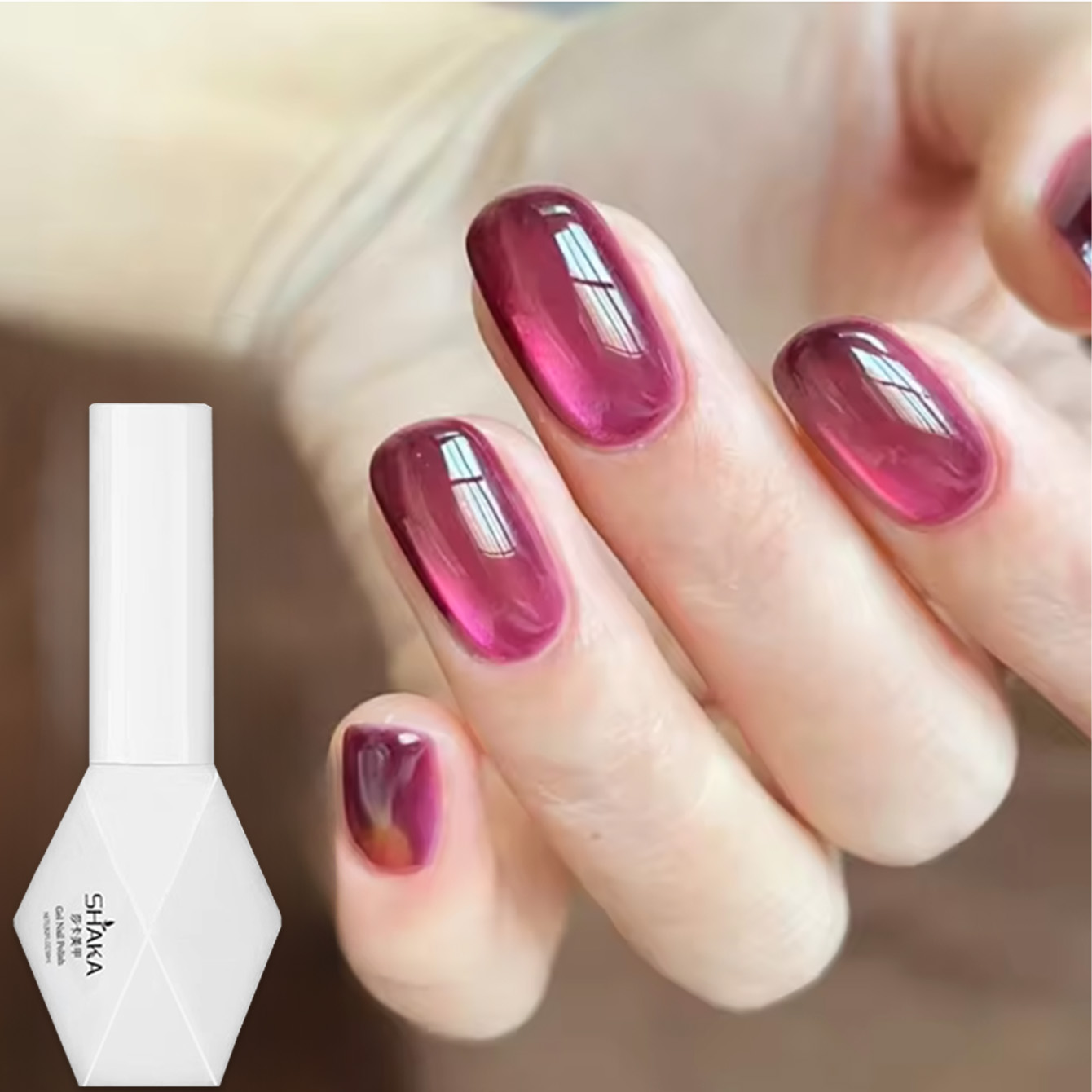شاكا 1 قطعة طلاء أظافر جل بلون - مراجعة Nail Art Pink Cat Eye وسعره